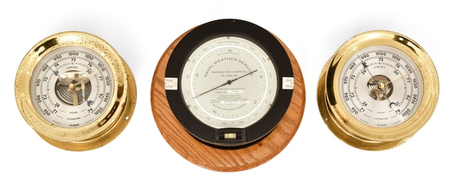 Lot of Three Barometers, Chelsea & Belfort Naval Weather Service
