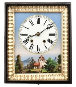 Biedermeier Picture Frame Clock with Glass Dial