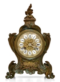 French Louis XV-Style Bronze Mantel Clock, G. Phillipe