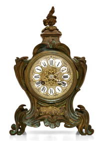 French Louis XV-Style Bronze Mantel Clock, G. Phillipe (1 of 8)