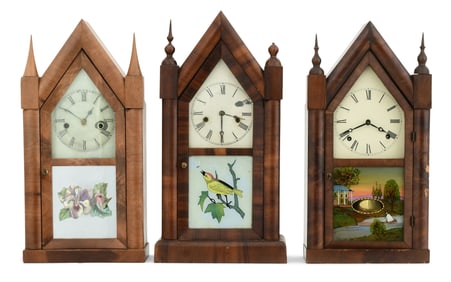 Lot of Three Late 19th Century Connecticut Steeple Clocks