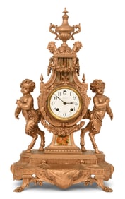 Ansonia Clock Co. Figural Lyre-Form Mantel Clock