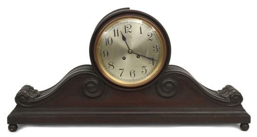 Herschede Hall Clock Co. Mahogany Tambour Mantel Clock