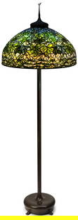 Tiffany Studios "Maple Leaf" Floor Lamp: Tiffany Studios"Maple Leaf" Floor Lampcirca 1910leaded glass, patinated bronzeshade impressed "Tiffany Studios, New York, 1999"base impressed "Tiffany Studios, New York, 387"68 in. high, 22 1/2 in. di