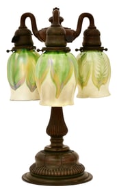 Tiffany Studios Three-Light Newel Post Table Lamp
