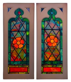 Tiffany Studios, A Pair of Floral Windows, St. Paul's Presbyterian, Philadelphia, Pennsylvania