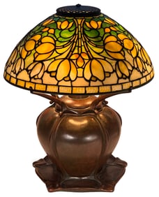 Tiffany Studios "Crocus" Table Lamp with a Rare "Pepper" Base