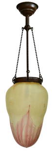 Tiffany Studios Decorated "Stalactite" Ceiling Light: Tiffany StudiosDecorated "Stalactite" Ceiling Lightcirca 1905favrile glass, patinated bronzeshade engraved "L.C.T. S1055"fixture numbered "143"27 x 8 inchesProvenance: Property from an Important W