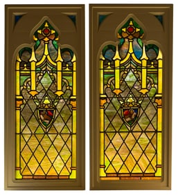 Tiffany Studios, A Pair of Gothic Revival Windows, St. Paul's Presbyterian, Philadelphia,