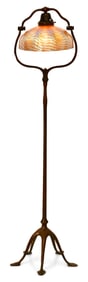 Tiffany Studios "Damascene" Split Harp Floor Lamp