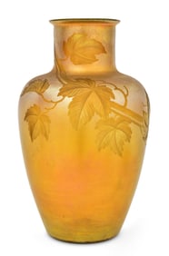 Tiffany Studios Intaglio Carved Favrile Glass "Leaf & Vine" Vase