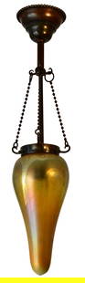 Tiffany Studios Decorated "Stalactite" Ceiling Light: Tiffany StudiosDecorated "Stalactite" Ceiling Lightcirca 1905favrile glass, patinated bronzeshade engraved "L.C.T. Favrile, S552"22 x 5 1/4 inchesProvenance: Property from an Important West Coast Coll