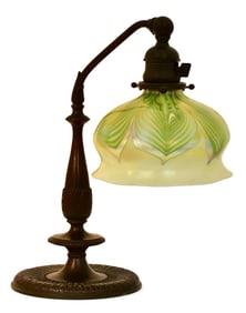 Tiffany Studios "Adam" Desk Lamp with "Pulled Feather" Shade