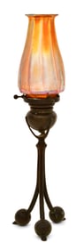 Tiffany Studios Candlestick with Favrile Glass Shade
