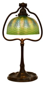 Tiffany Studios "Damascene" Harp Desk Lamp
