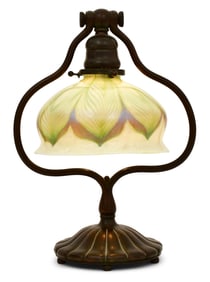 Tiffany Studios "Pulled Feather" Harp Desk Lamp