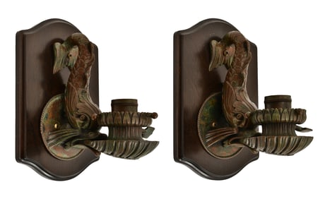 Tiffany Studios, A Pair of "Dolphin" Sconces