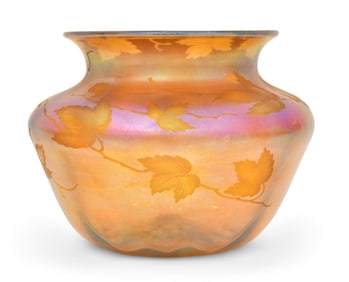 Tiffany Studios Intaglio Carved Favrile Glass "Leaf & Vine" Vase