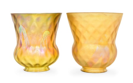 Tiffany Studios, Two Decorated "Quilted" Shades