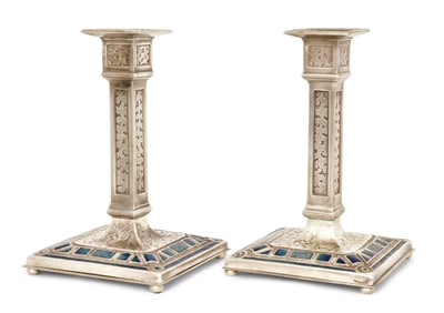 Tiffany Furnaces, A Pair of "Art Deco" Candlesticks