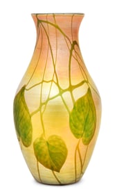 Tiffany Studios Intaglio Carved Favrile Glass "Leaf & Vine" Vase