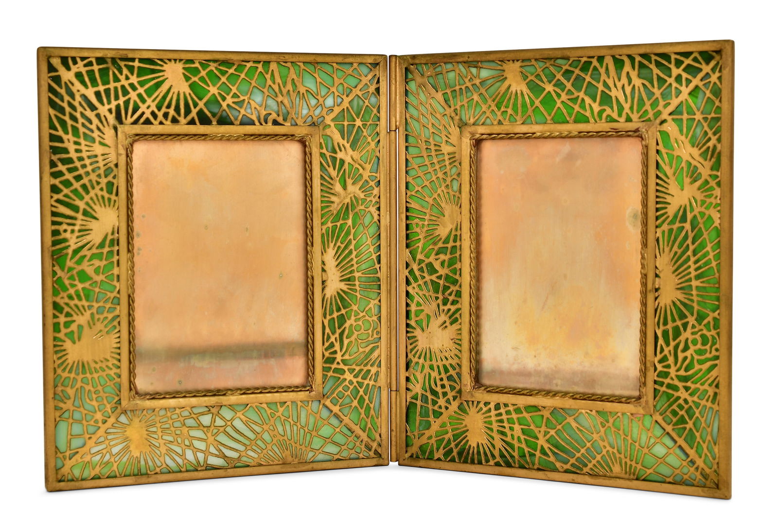 Tiffany Studios "Pine Needle" Double Picture Frame (1 of 4)