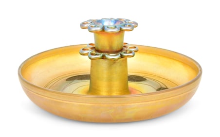 Tiffany Studios Favrile Glass Center Bowl with Flower Frog