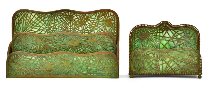 Tiffany Studios, Two "Pine Needle" Letter Racks