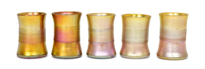 Tiffany Studios, Set of Five Favrile Glass Cordials