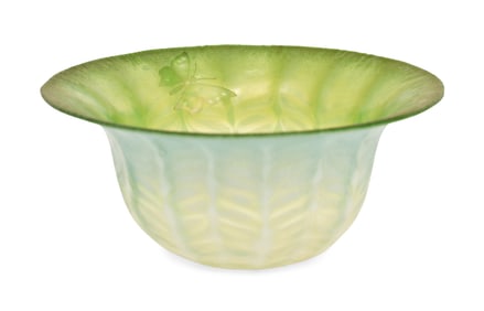 Tiffany Studios Pastel Favrile Glass "Feather" Bowl