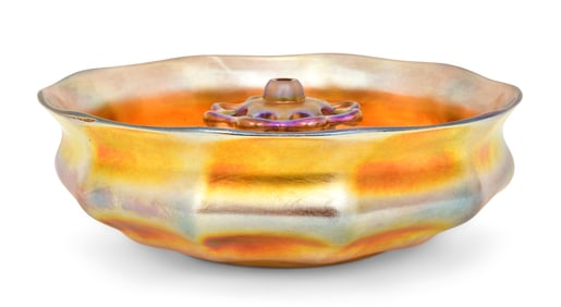 Tiffany Studios Favrile Glass Bowl with Flower Frog