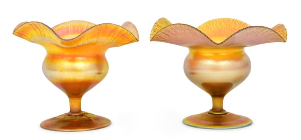 Two Tiffany Studios Favrile Glass Compotes
