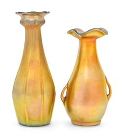 Tiffany Studios, Two Favrile Glass Vases