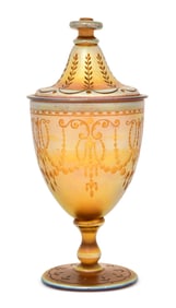Tiffany Studios Etched Favrile Glass Covered Jar
