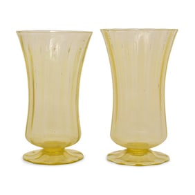 Tiffany Studios, A Pair of Favrile Glass Footed Vases