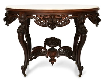 J. & J.W. Meeks Rosewood Rococo Revival Center Table