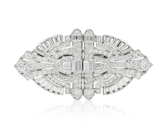 Platinum, 14K White Gold & Diamond Duette Dress Clips Brooch