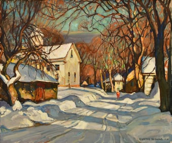 William Lester Stevens (American, 1888-1969), New England Village In Winter