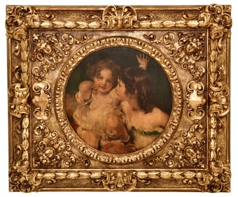 After Sir Thomas Lawrence, "The Calmady Children," with a Large Florentine Gilded Frame