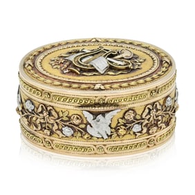18K Yellow & White Gold Snuff Box