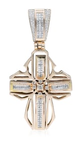 14K Rose Gold & Diamond Cross Pendant