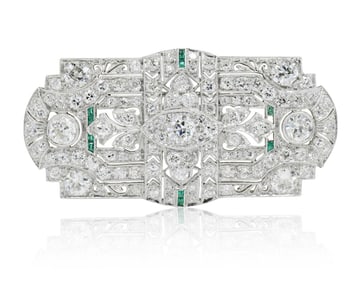 Platinum, Diamond & Emerald Brooch/Pendant