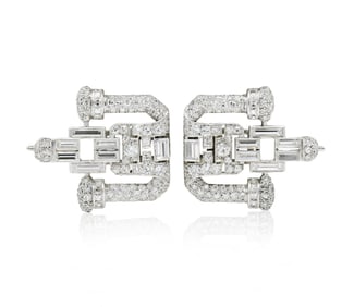 14K White Gold & Diamond Dress Clips