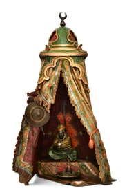 Attr. Franz Xaver Bergmann (Austrian, 1861-1936), Orientalist Tent-Form Lamp with Figure