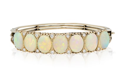 12K Yellow Gold, Opal & Diamond Bracelet