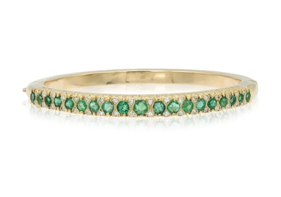 14K Yellow Gold, Emerald & Diamond Bracelet
