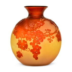 Émile Gallé (1846-1904), Blown-Out Cameo Glass "Grape" Vase