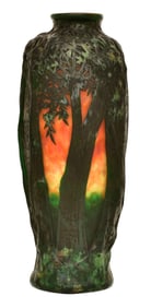 Daum, Nancy, Blown-Out & Wheel-Carved Cameo Glass Scenic Vase