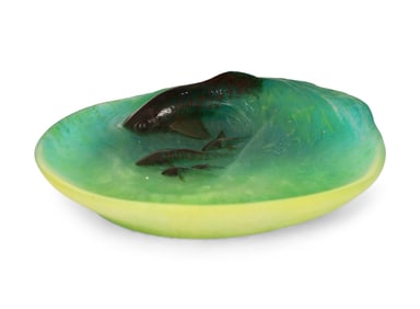 Henri Berge (1870-1937), Pâte de Verre Vide-Poche with Fish