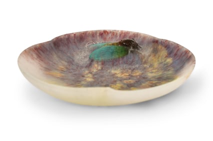 Amalric Walter / Henri Berge Pâte de Verre Vide-Poche with Cicada
